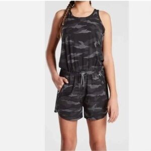 Athleta Girl On The Go Camo Print Athletic Romper